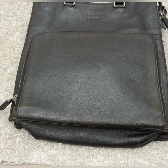 Prada Aged Saffiano Leather Vertical Briefcase Bag - Picture 6 of 16